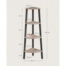 ULLS034M01 Soporte de Esquina de 4 Niveles, Estante de Escalera Industrial, Soporte para Plantas para Sala de Estar, Oficina, Cocina, Gris y Negro - Greigenegro4Tier131D - Ver 3