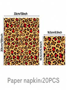 50 piezas Conjunto de suministros para fiestas con estampado de leopardo rojo-marrón - Platos, vasos y servilletas desechables de papel con patrón animal de moda, vajilla para fiestas, adecuado para fiestas de cumpleaños con tema retro para adultos y reuniones de estilo audaz, decoraciones con estampados elegantes, ideal para regalos y celebraciones en casa. - Multicolor - Ver 5
