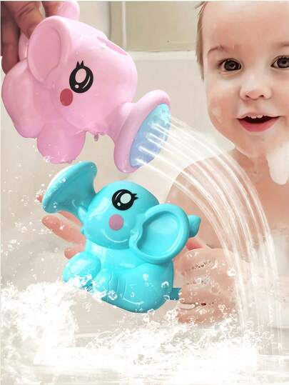 Sprayflaska för elefanter för nyfödda | Rosa och blå färg, ABS-material, badkul, måste-ha för vattenfesten, elefantformad sprayvattenbadleksak, djurformad sprayduschleksak, lämplig för spädbarnsbad, babypoolleksak, sensorisk badleksak