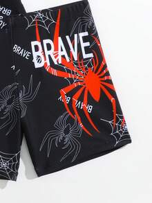 Conjunto de traje de baño de manga larga y pantalones cortos con estampado de araña para niños pequeños - Multicolor - Ver 5