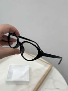 1pc Men's Casual Retro Cat Eye Black Small Frame Plain Glasses, Suitable For Daily Wear And Street Photography - Multicolor - View 6