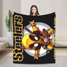 Steelers X Deadpool Blanket - Officially Licensed Merchandise - Perfect For Fans Of Both Teams! - Style 2 - View 1