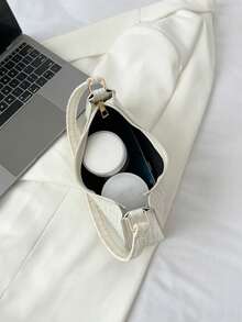 Geantă minimalistă pentru subraț, geantă de mână pentru femei, 2026, geantă nouă, geantă mică de umăr cu dungi pentru femei la modă, potrivită pentru naveta zilnică (discretă și rafinată), potrivită și pentru ocazii sociale la ceaiul de după-amiază pentru a crea un stil delicat și casual - Bej - Vizualizare 6