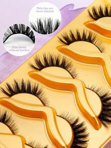 Pestañas postizas con banda invisible en forma de U, recomendadas por maquilladores, de aspecto natural - Negro - Ver 4