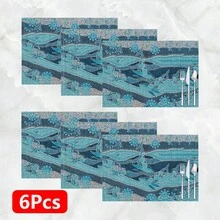 Bộ 1/4/6 tấm lót bàn ăn bằng vải lanh họa tiết đàn cá hình học, thích hợp cho bàn ăn, trang trí quanh năm, thảm trải bàn hiện đại có thể giặt được, trang trí phòng, lót ly, thảm trải bàn ăn nhà bếp, trang trí tiệc trong nhà và ngoài trời, trang trí nhà cửa, quà tặng lý tưởng. - Nhiều màu - Xem 13
