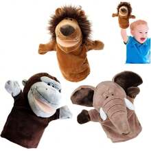 3 Títeres de Mano para Niños, Conjunto de Muñecas para Niños, Peluches de Alta Calidad, para Aliviar la Ansiedad, Contar Cuentos, Preescolar y Juegos de rol, Regalo de Cumpleaños y Navidad (C),38081418 - Negro - Ver 1