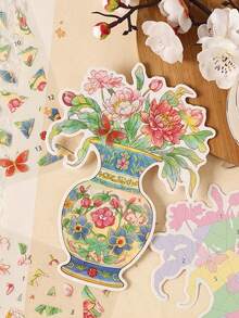 1pc Vintage Patchwork Sticker, Antique Collage Poetry, Creative 3D Dimensional Landscape Decorative Sticker