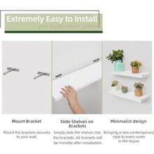 Floating Shelf 90cm White Solid Oak Wood Wall Shelf Wall Mounted Radiator Shelf Display Shelf For Living Room Kitchen Bedroom - As Pic - View 5