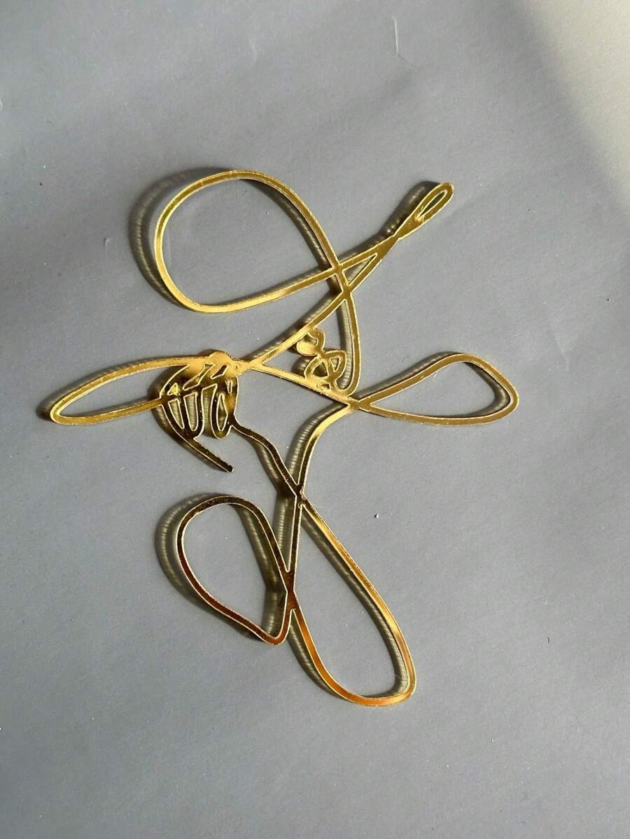 6pcs/1set Gold Small Face Acrylic Cake Decoration Dessert Table Dressing Supplies Baking Decoration Supplies Valentine's Day Wedding Birthday Party Decoration - Gold - View 1