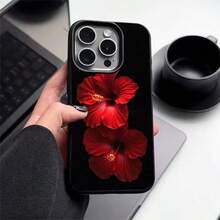 1 Stück Vintage elegante Hibiskus Muster TPU Soft Handyhülle, kompatibel mit iPhone 17 Pro Max/17/16 Pro Max/15/13/12/11, S20 FE/A15/S24/A55, Redmi Note 11/12/13 Pro, stoßfeste Schutzhülle für den gesamten Körper - Schwarz - Übersicht 2