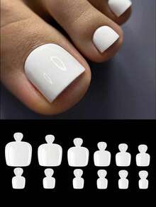 240 móng chân giả màu trắng phủ kín toàn bộ móng, 12 kích cỡ, loại dán, thiết kế nối móng chân chất lượng salon, dụng cụ làm móng nghệ thuật bằng acrylic. - trắng - Xem 5