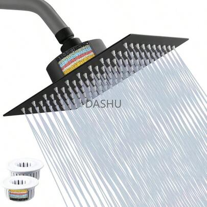 Regaderas de Lluvia de Alta Presión para Baño, Cabezal de Ducha de 8' con 25 Etapas Filtro, Regaderas Ducha de Alta Presión de Acero Inoxidable con 2 PCS Cartuchos Filtro, Agua Dura Eliminar y Olores