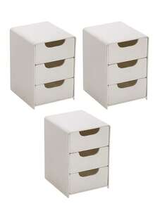 Mini White Plastic 3-Drawer Organizer For Girls' Hair Accessories, Jewelry & Makeup – Small Storage Box For Clips, Scrunchies, Desk & Bathroom Essentials - Multicolor - View 5