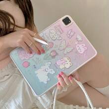 Minimalist Butterfly, Tulip, Rabbit Design Transparent Acrylic Protective Case Compatible With Apple IPad 2020/2025 Air 6 Without Pencil Slot, 5th Gen, 2022 10th Gen 9.7, 8, 10.2 Inch, IPad Pro 11 Cute Cartoon Shockproof Cover - Multicolor - View 5
