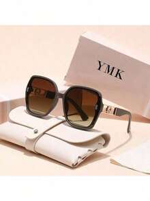 Fashion Retro Rectangular Glasses For Women Classic Retro Rectangular Frame Fashion Glasses - PC Lenses Plastic Frame Party Music Festival Decorative Glasses Travel Beach Accessories - 米色鏡框,棕色鏡片 - 查看 4