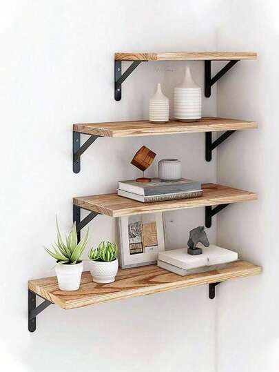 1PC Wall Shelf For Projector Reinforced Steel Bracket Wall Shelving For Bedroom 100 Natural Paulownia Wood Large Size For Versatile Storage Adjustable Bracket Design Kitchen Bathroom And Bedroom Storage Sturdy Design For Easy Installation Set Perfect For Small Potted Plants Succulents And Hanging Decor