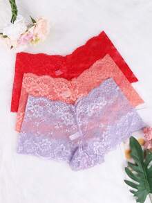 6-Piece Women's Lace Low-Rise Panty Set - Featuring A Sexy Semi-Transparent Design, Soft And Breathable Fabric. The Multi-Color Combination Is Suitable For Daily Wear And Special Occasions, With Exquisite Embroidery For A Cute Lingerie Style. - Multicolor - View 6