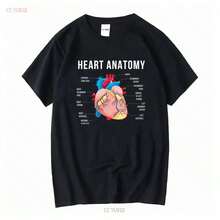 Camiseta de enfermera de anatomía cardíaca, cardióloga, ecografista, NED vintage, lavada, transpirable, moda masculina, top para uso diario - Negro - Ver 11