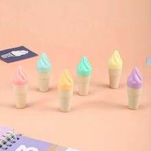 一套1支可爱冰淇淋造型荧光笔，迷你荧光笔，适合书写 - 彩色 - 查看 6