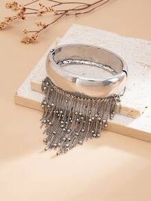 1件波西米亚几何串珠流苏亮面弹簧金属手镯，奢华休闲派对日常婚礼假日百搭魅力珠宝，女士礼物 - 手鐲 - 查看 7