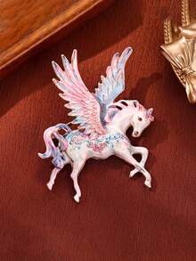 1枚欧美风格大胆神话胸针 - 3种颜色可选 | 童话3D珐琅仿动物带翼骏马胸针 | 男士服装及外套配饰