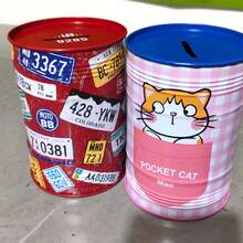 1pc Extra Large European & American Style Round Piggy Bank, Cartoon Design High Capacity Coin Storage Box, USD, EUR, AUD, KRW, CAD Personalized Graffiti Money Jar, SAR, TMT, EGP, CHF Big Drum Shape Coin Bank, Graffiti Oil Drum Decor (Random Size) - Multicolor - View 16