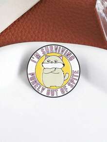 1枚胖猫珐琅针“我纯粹是靠怨气活下去”玩笑语录胸针领章饰品礼物送朋友 - 彩色 - 查看 8