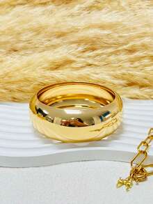 Set de 3 piezas de pulseras de encanto, brazalete dorado, pulsera ancha, brazalete grueso, set de pulseras, brazalete ancho, pulsera de mujer, regalo para ella - Amarillo Oro - Ver 4