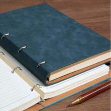 A4复古可替换内芯笔记本,绒面硬面封面 - 200页,带索引标签和横向页面,适用于日记、商业计划和旅行日志 - 硬面笔记本(A4尺寸),适用于学校用品和商务办公日记 - 彩色 - 查看 4