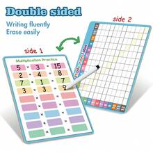 Lachilly 可重复使用的干擦白板乘除法表白板 8 英寸 x 11 英寸双面乘法表数学教具练习卡，适用于儿童、学生、教师、教室、家庭、学校、迷你膝上白板、数学学习工具、教育数学海报学习卡游戏、教学工具