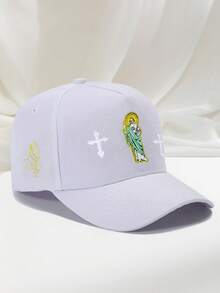 1顶男士圣裘德十字架刺绣卡车帽，街头时尚五片帽，户外防晒休闲帽，适合春季、秋季旅行、海滩度假