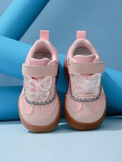 新款百搭休闲鞋，时尚蝴蝶结装饰平底鞋，柔软舒适的女童/婴儿学生鞋