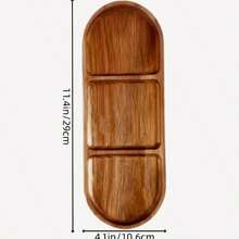 1pc Large Acacia Wood Serving Tray, Food Platter, Charcoal Board For Kitchen Counter, Charcuterie Board, Candle Holder, Fruit & Cheese Plate - Yellow - View 10