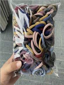 100/200个无缝发圈，不伤发，弹性十足，适合浓密卷发，防滑柔软，是女性日常、运动、健身、旅行的理想发饰。也是生日、母亲节、复活节的完美礼物。多色可选，休闲百搭，Morandi彩色发圈橡皮筋。 - 彩色 - 查看 5