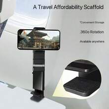 New Multifunctional Adjustable Phone Holder, Suitable For Travel, Airplane, High-Speed Rail, Suitcase, Kitchen, Desk, Rotatable 360 Degrees - Black - View 3