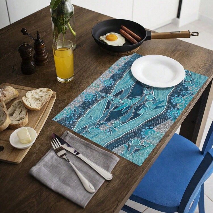 Bộ 1/4/6 tấm lót bàn ăn bằng vải lanh họa tiết đàn cá hình học, thích hợp cho bàn ăn, trang trí quanh năm, thảm trải bàn hiện đại có thể giặt được, trang trí phòng, lót ly, thảm trải bàn ăn nhà bếp, trang trí tiệc trong nhà và ngoài trời, trang trí nhà cửa, quà tặng lý tưởng. - Nhiều màu - Xem 8