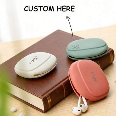 1/10 piezas Estuche de silicona personalizado de unicolor para auriculares con cable, organizador de viaje portátil para cables de datos, estuche plegable para gafas, monedero para monedas y llaves, regalo de pareja para novio/novia, regalo de cumpleaños, aniversario, boda y celebración