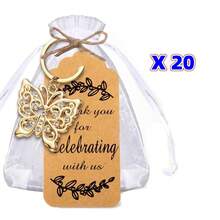 10/20 Sets Butterfly Keychain Party Favor Butterfly Thank You Keyring Gift Metal Animal Keychain Souvenir Thank You Tag For Guest Baptism Baby Shower Wedding Birthday Thanksgiving (Gold) - Gold - View 10