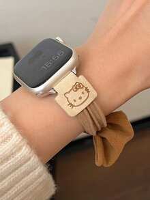 Sanrio 1条可爱蝴蝶结弹力发圈表带，可爱弹力发圈表带，兼容 Ultra/SE/Series 10/9/8/7/6/5/4，柔软织物替换表带，适合女性和女孩。