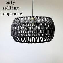 Handmade Woven Black Lamp Shade - Party Art Decor, Suitable For Home Decor, Family, Home, Restaurant, Cafe - Creative Wabi-Sabi Style Lighting Fixture (Excluding Lamp, Wires, Accessories) - Black - View 6