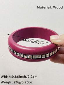 1 chiếc vòng tay nhựa sọc ngựa vằn Punk, thiết kế đa dạng với chất liệu gỗ, trang trí ngọc trai giả và đá giả, quà tặng trang sức tròn bất đối xứng thời trang cho phụ nữ - Nhiều màu - Xem 9