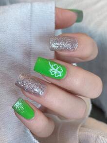 全甲贴纸，绿色三叶草，多色美甲贴花，适合女性、女孩的美甲用品，派对、节日、庆典、生日礼物美甲 - 彩色 - 查看 4