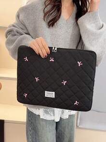 多功能笔记本电脑包，带蝴蝶结，笔记本电脑保护套，适用于 13、13.3、14、15、16 英寸笔记本电脑、笔记本、Chromebook，适合女性，是送给老师的绝佳礼物，可作为背包使用，适合大学、返校、教室等场合，防水，是旅行必备品。 - 黑色 - 查看 9