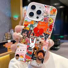 : collage de carátulas e imágenes de álbumes. Esta elegante funda es compatible con los modelos  16, 15, 14 Pro Max, 13, 12, 11, XR y XS Plus. Fabricada en silicona TPU, ofrece protección contra golpes y caídas, además de una sensación superior. Es un regalo ideal para familiares, amigos y seres queridos, y una opción perfecta para Navidad. - Blanco - Ver 6