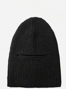 1pc Men's Black Warm Knitted Hat, Winter Hat, Dual-Use Face Mask, WaKnittedool Cap, Outdoor Cold-Proof Winter Hat - Black - View 4