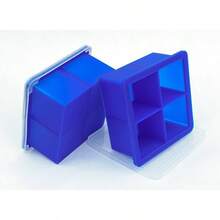 King Cube Tray With Lid - Premium Silicone Mold 2 Inch Large Cubes, Best Whiskey Bourbon Lovers; Good Food Freezer Storage, Freezing Instant Pot Broth - 1/2 Cup, - Màu xanh lam - Xem 3