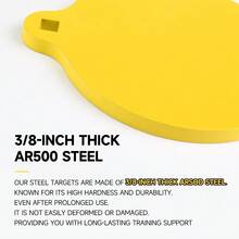 亮黄色熊形射击靶 - 4英寸AR500钢制练习靶，适用于户外弹弓和射箭训练，易于辨认