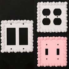 1pc Pink Cream Lace Socket Decor For Sweethearts, Sweet Girl Style Wall Control Panel, Bedroom Wall Lamp Control Panel Decor With Screws, No Power Required