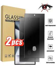 适用于三星S23 Ultra的2片装隐私屏幕保护膜,支持指纹解锁,窄边框黑色设计,防水、防指纹、防刮擦、防震,兼容Galaxy S21/S22/S23/S24 Ultra/S24 FE/S25 Ultra/S25/S26 Ultra/S26/S26 Plus - 黑色 - 查看 34