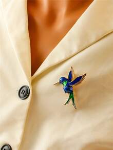 1pc Luxury Handmade 3D Green Crystal Studded Bird Brooch Pin, Suitable For Daily Wear By Men And Women - bird brooch - View 5